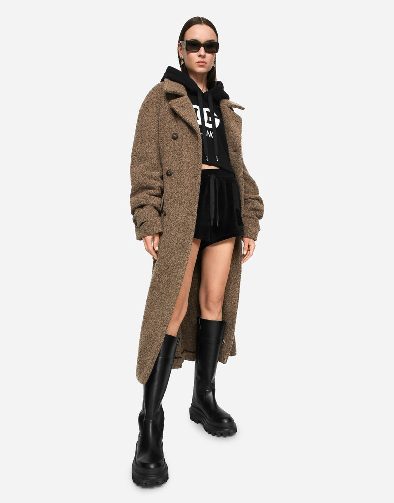 Dolce & Gabbana Cropped jersey hoodie with embroidered DG patch outlook