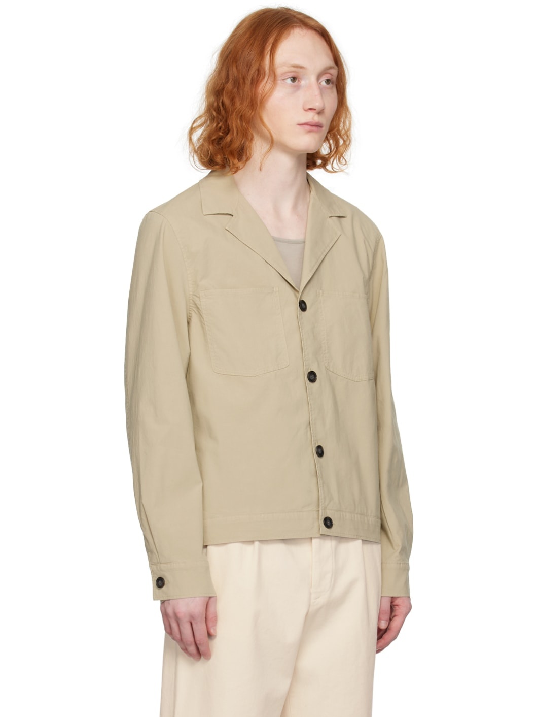 Beige Pocket Long Sleeve Shirt - 2