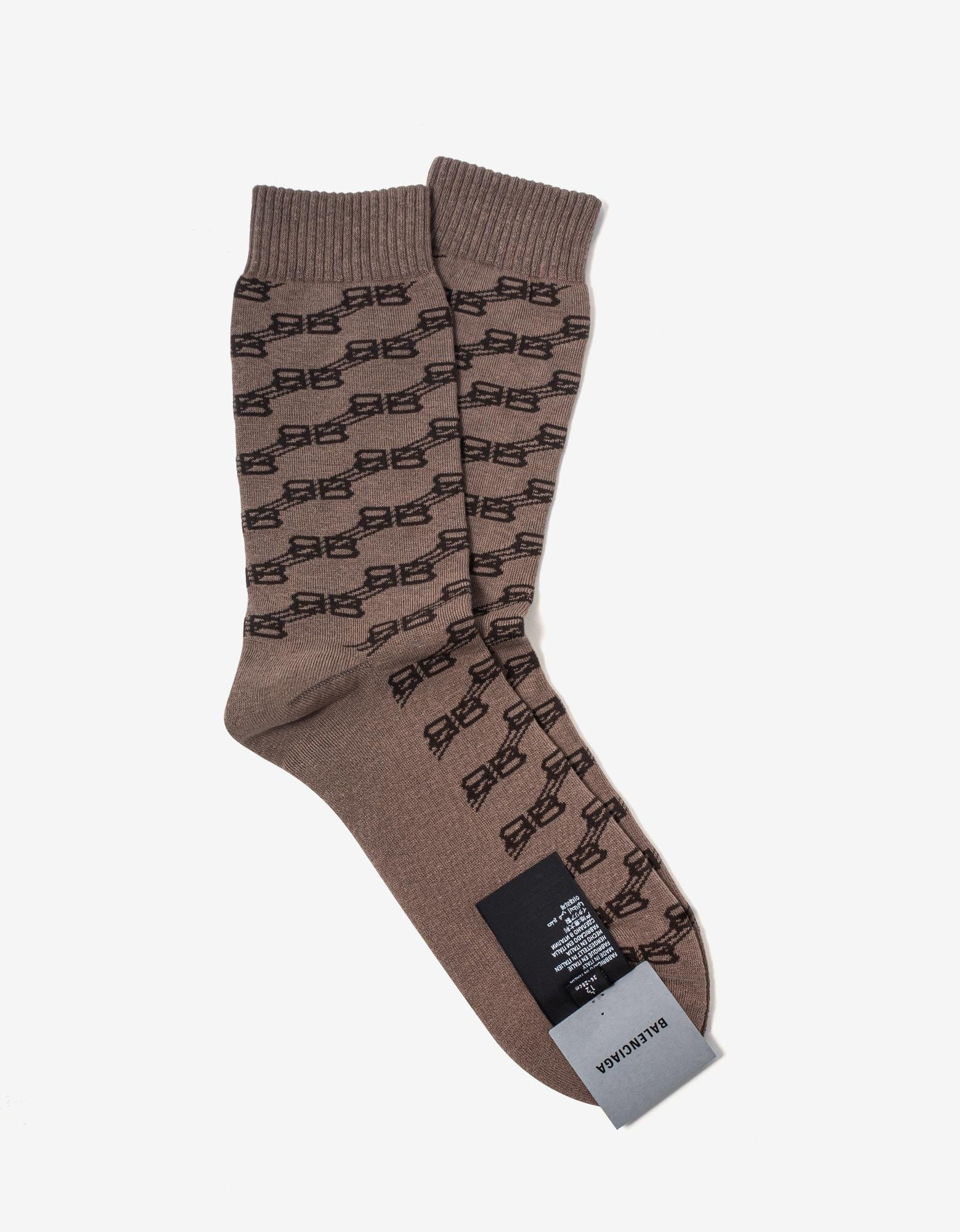 Balenciaga Beige BB Monogram Socks - 3