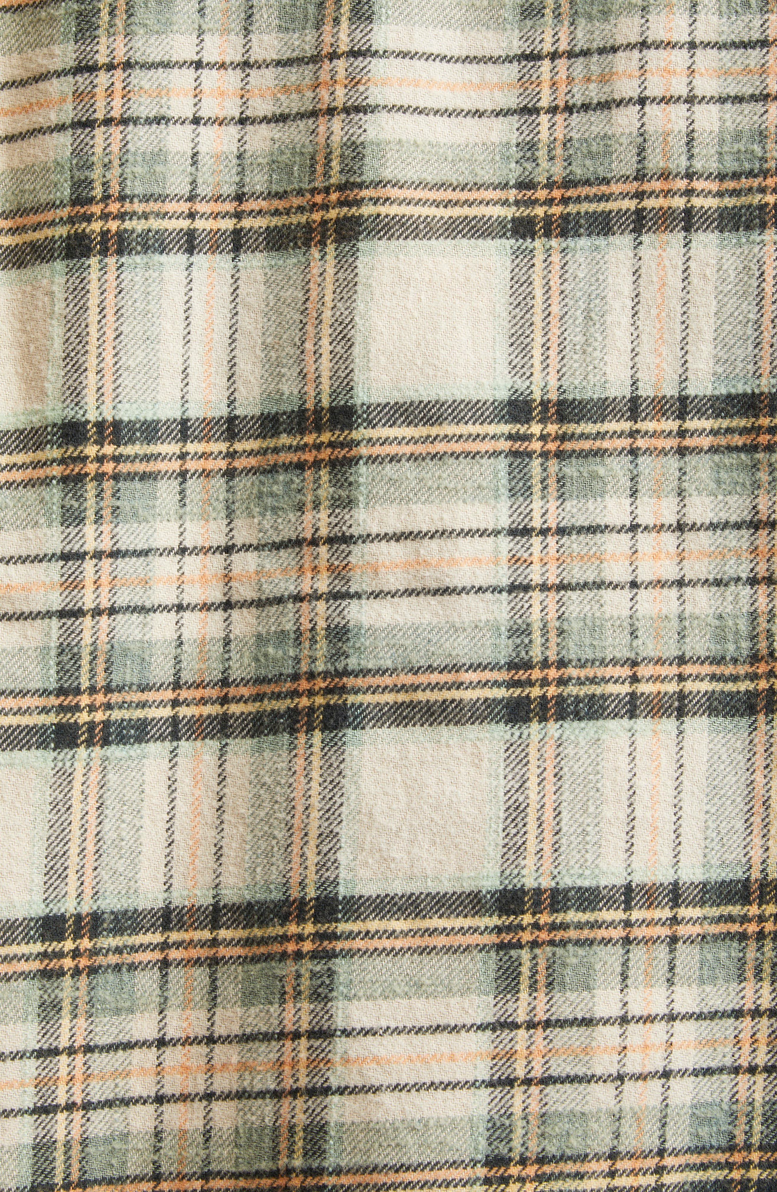 R13 Crop Plaid Flannel Button-Up Shirt in Cream/Turquoise Plaid at Nordstrom - 7