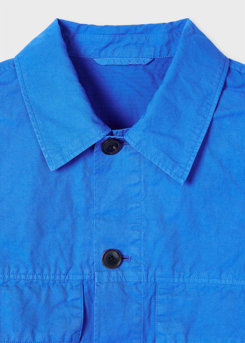 Paul Smith Cobalt Blue Cotton-Linen Overshirt outlook