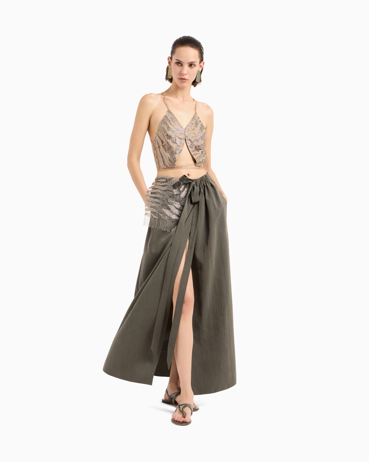 EMBROIDERED SILK AND VISCOSE JERSEY TOP - 2