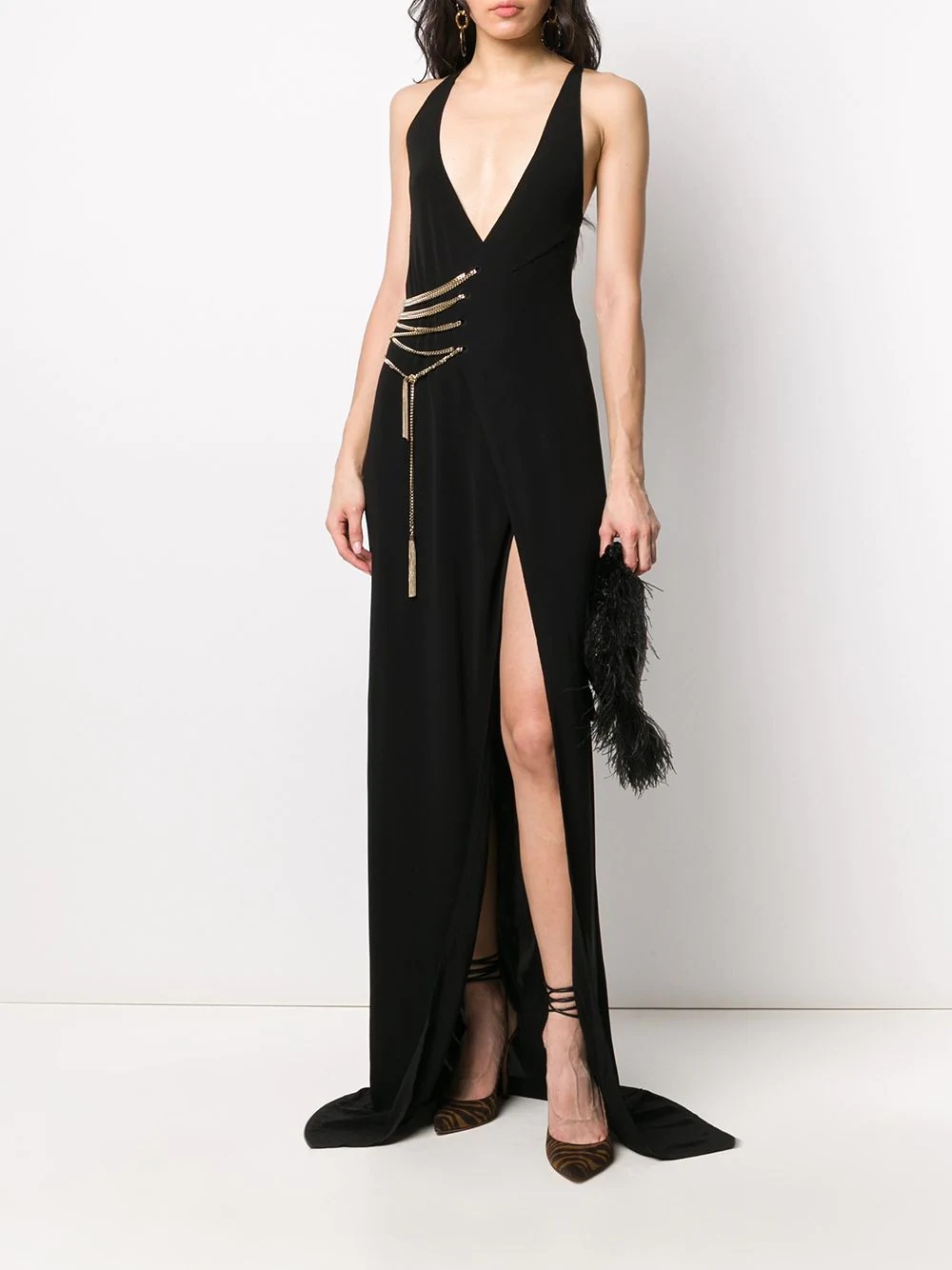 chain-laced asymmetric maxi dress - 2