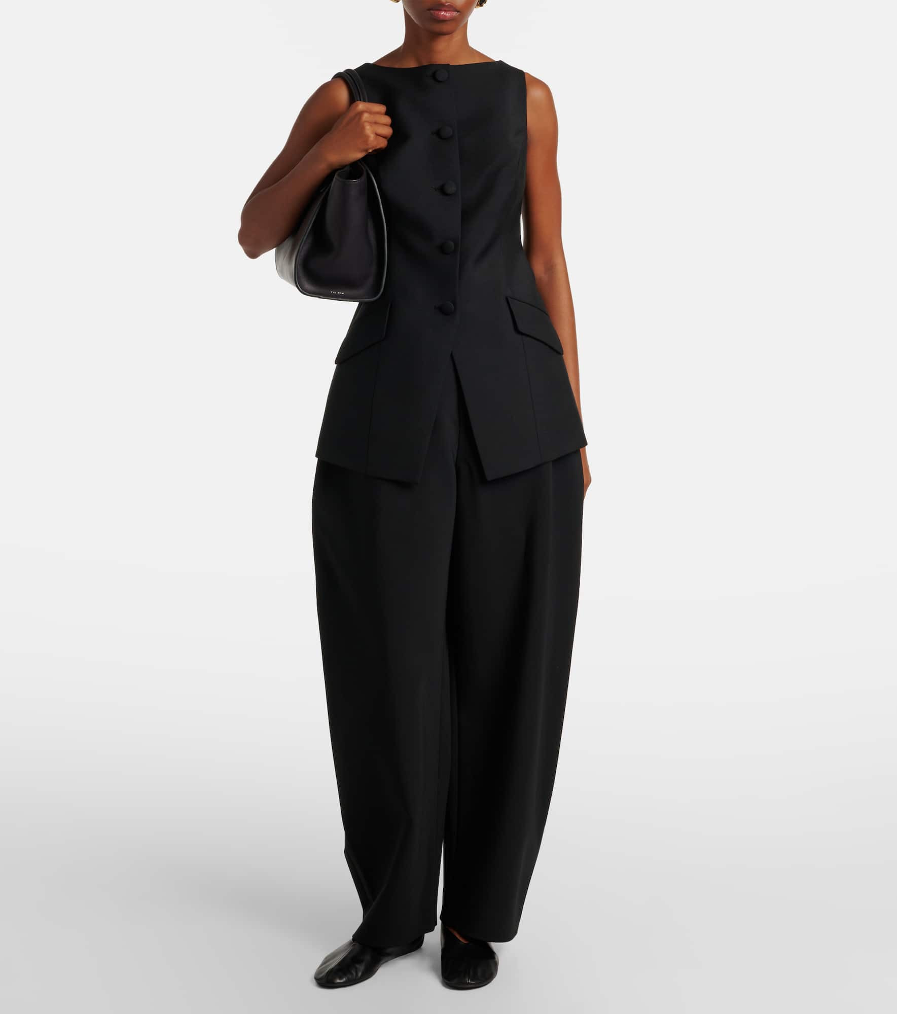 High-rise crêpe barrel-leg pants - 2
