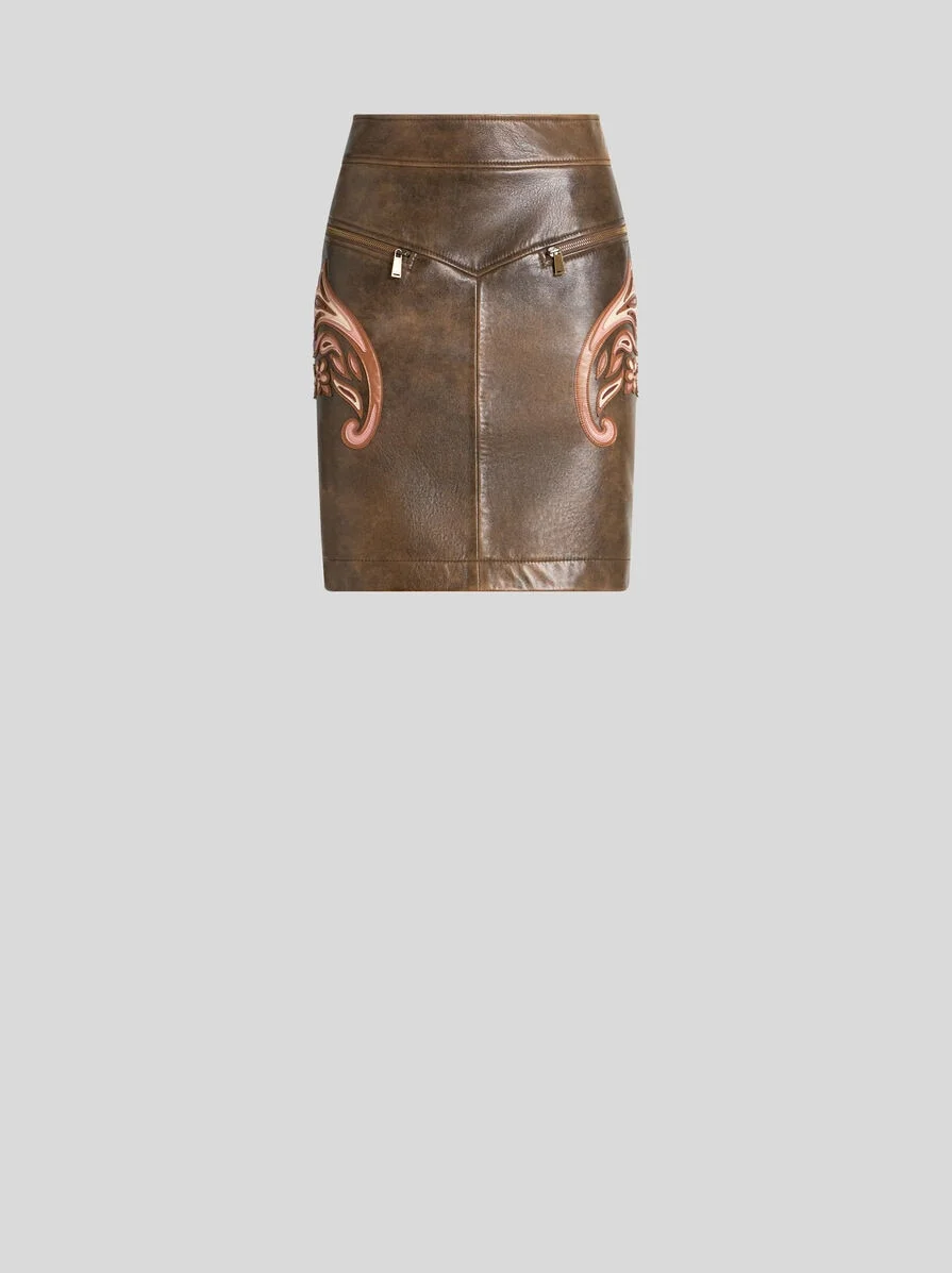 LEATHER SKIRT WITH INLAYS - 1