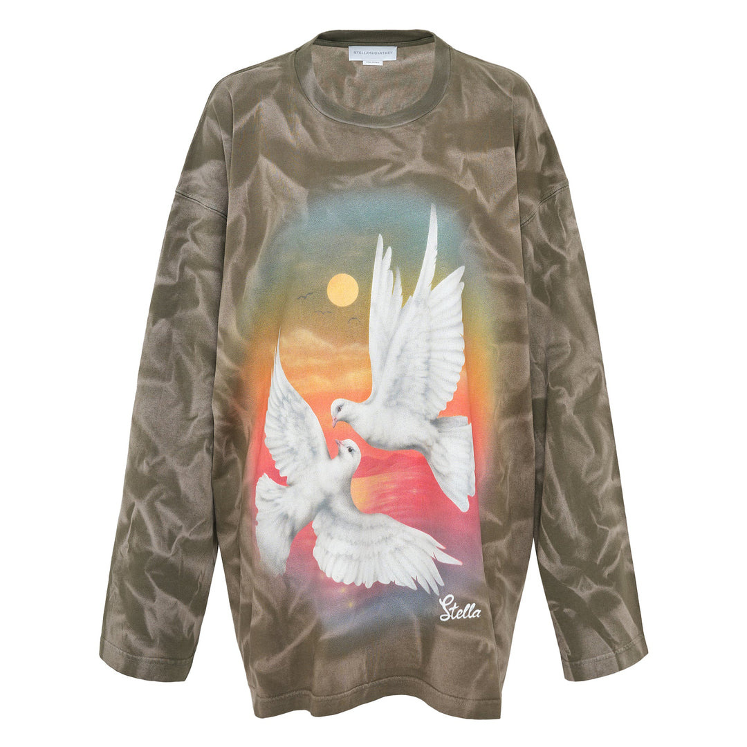 Bird Print Long Sleeve T-Shirt - 1