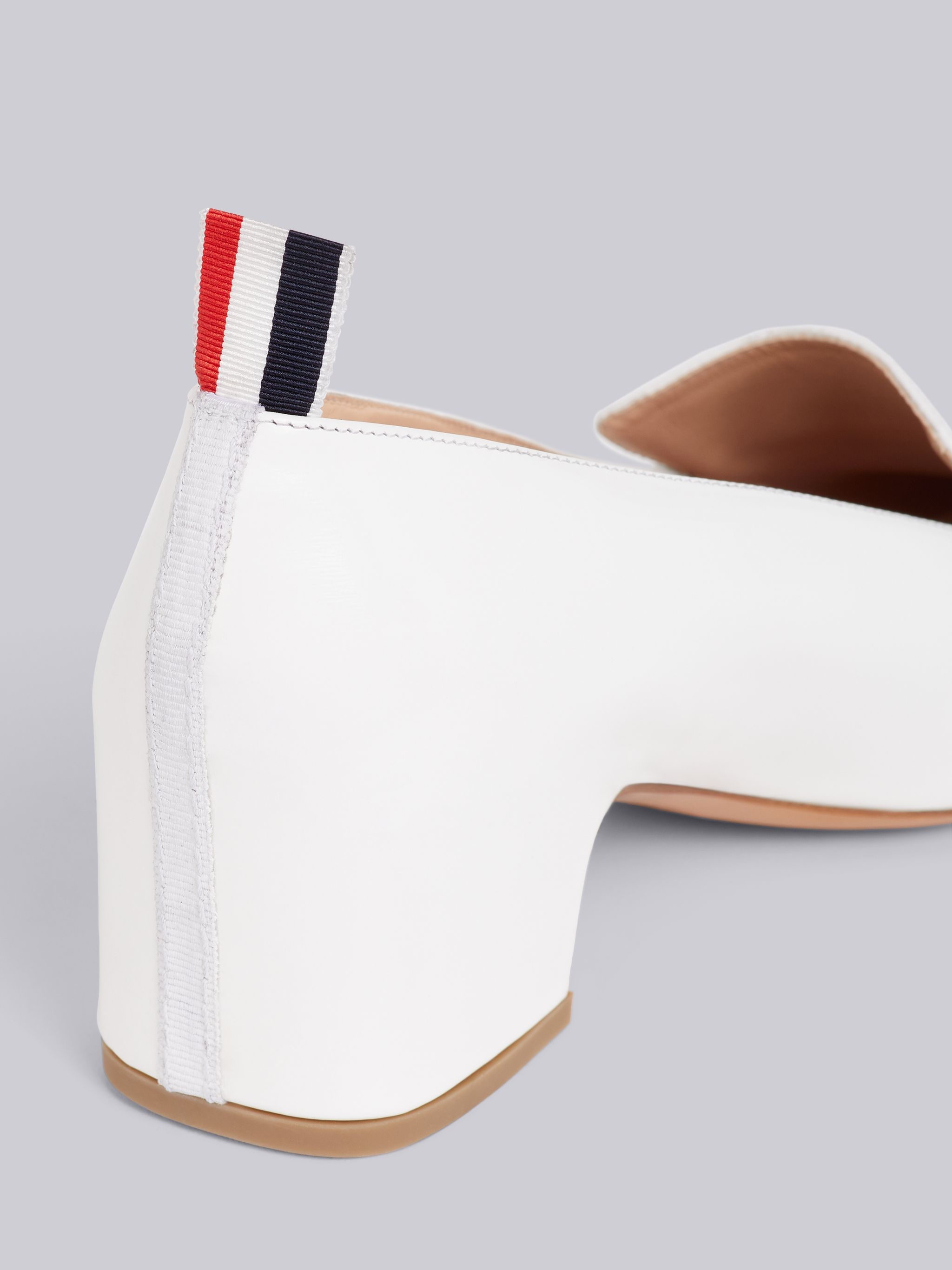 White Calfskin Block Heel Chic Penny Loafer - 2