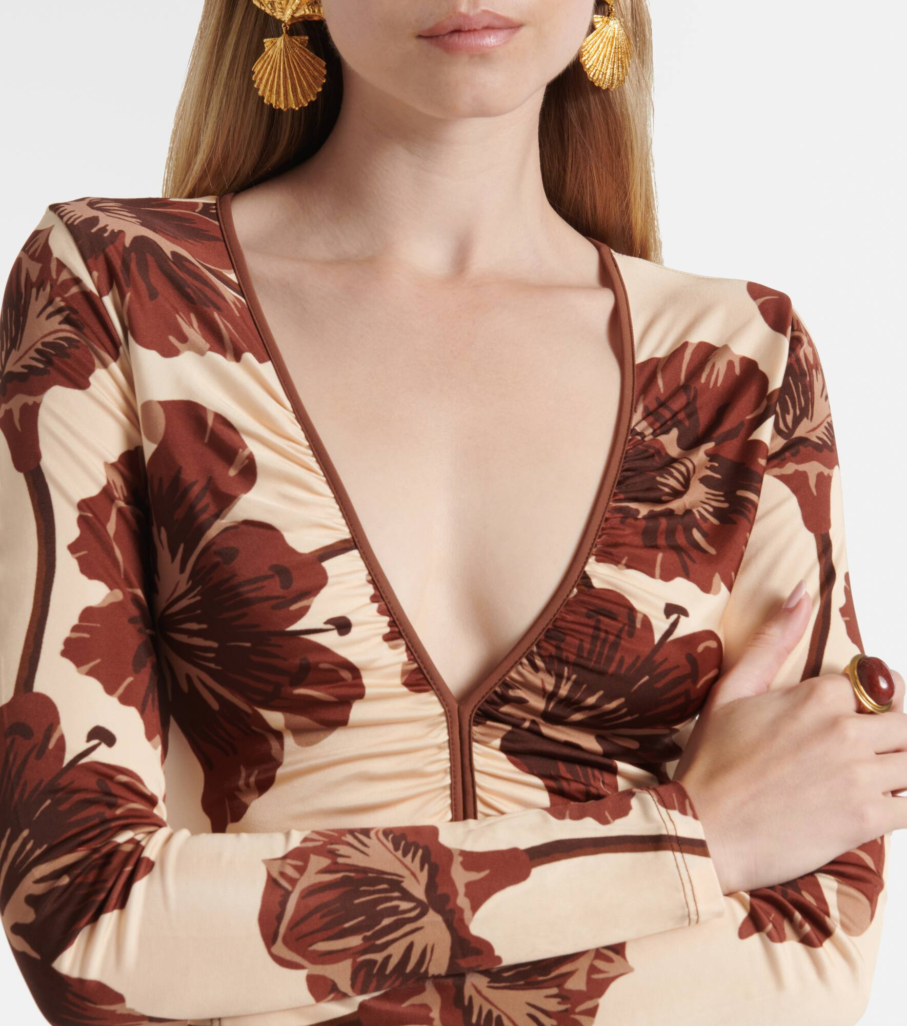 Floral jersey midi dress - 4