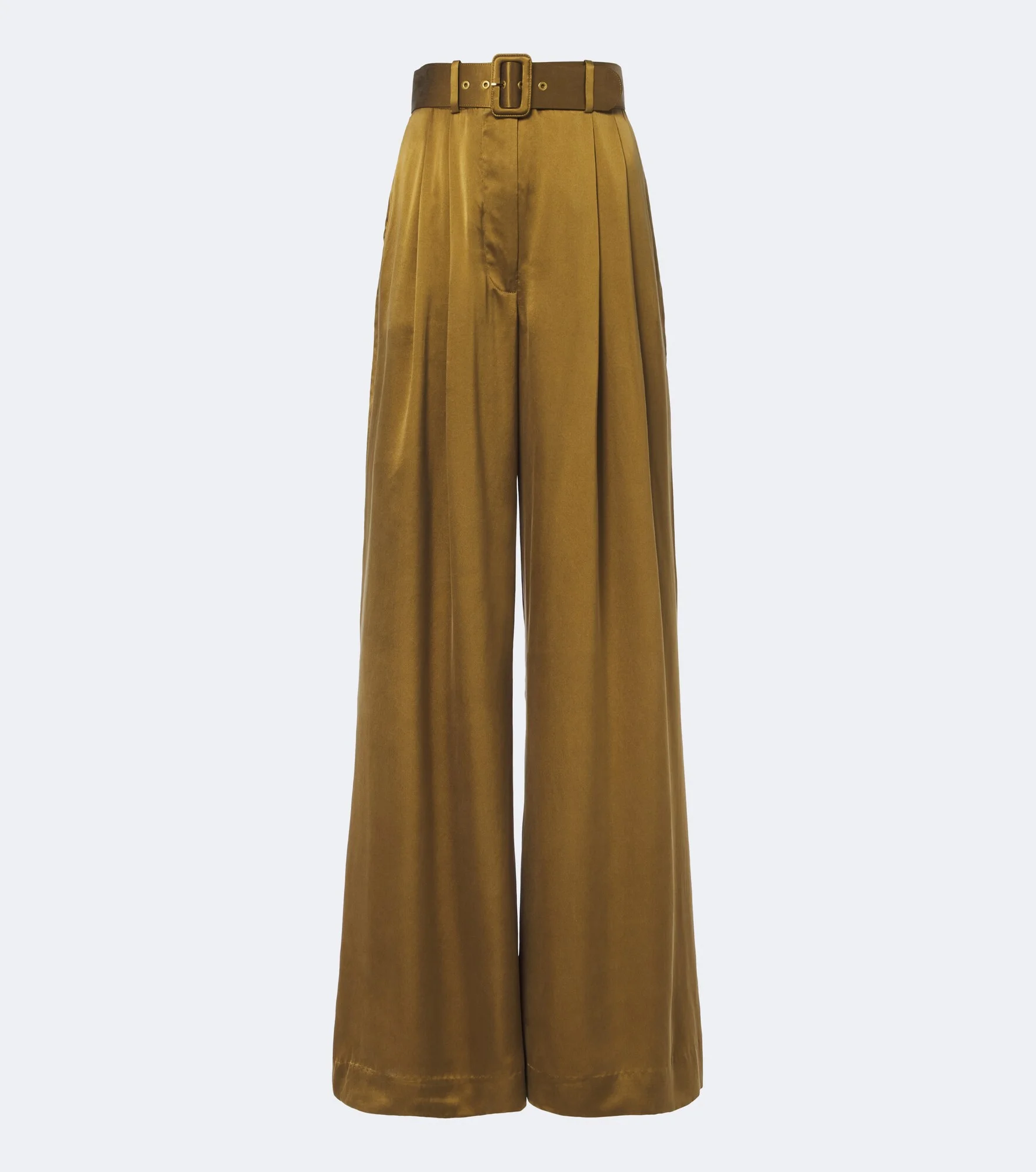 Belted pleated silk wide-leg pants - 1