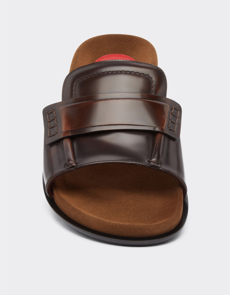 Slide loafers in brushed leather 4