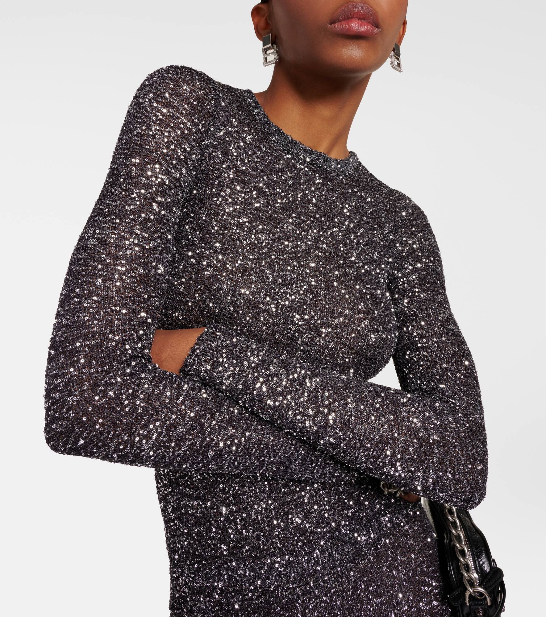 Sequined metallic knit sweater - 4