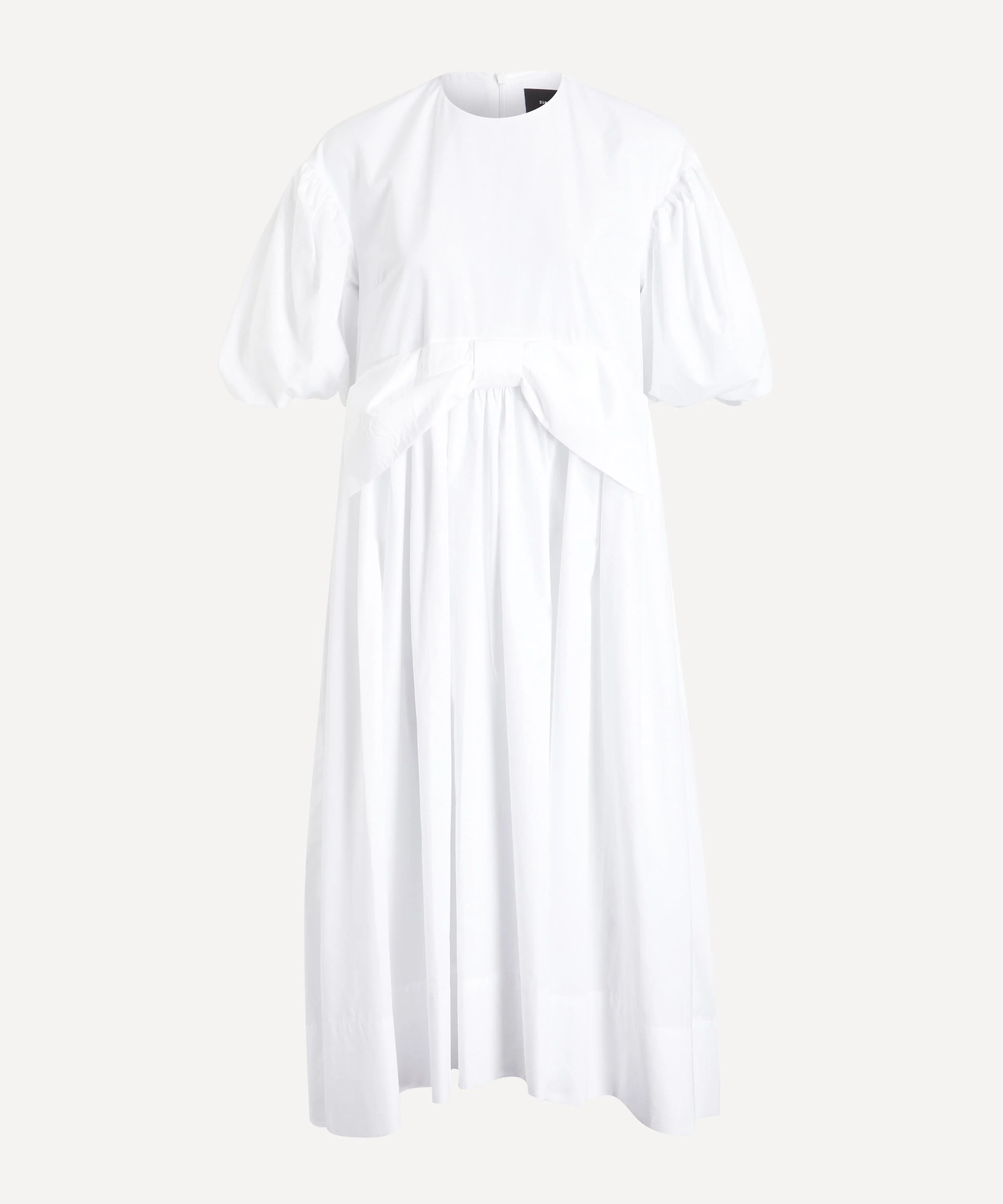 Puff Sleeve Bow Smock Dress - 1