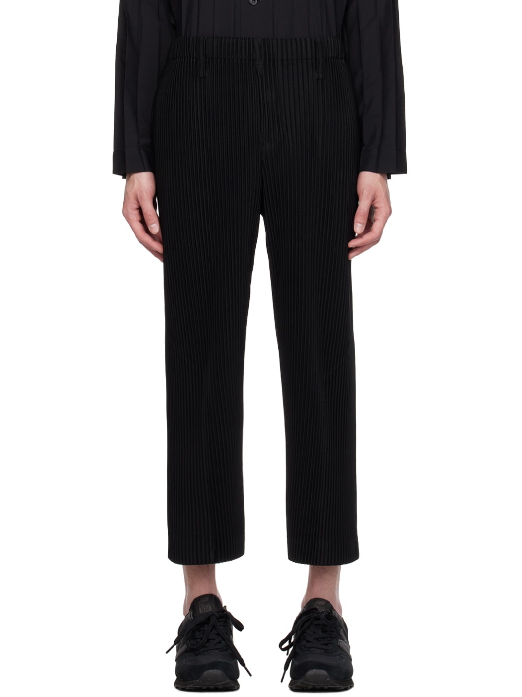 Black Tailored Pleats 1 Trousers - 1