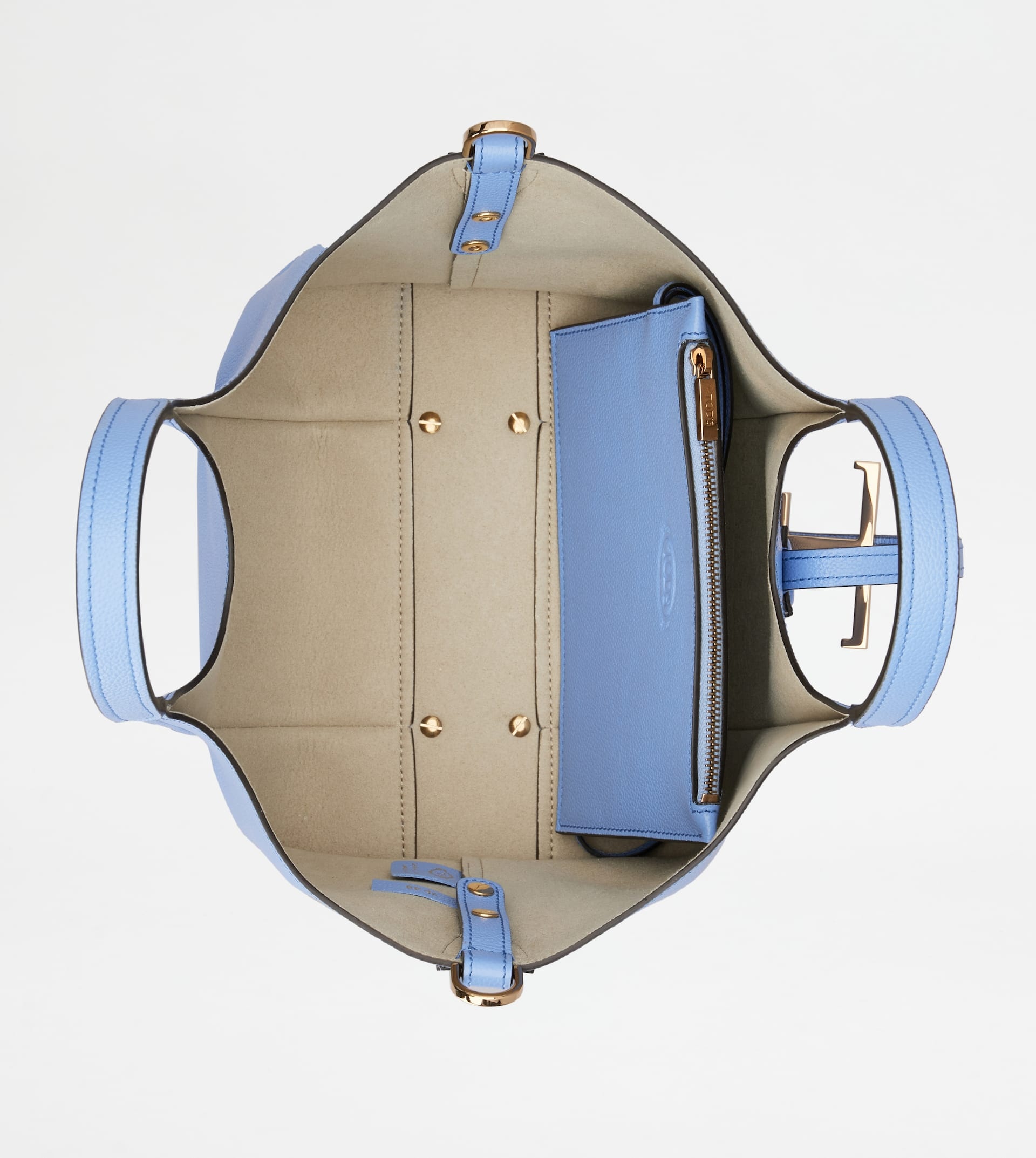 T TIMELESS SHOPPING BAG IN LEATHER MINI - LIGHT BLUE - 3