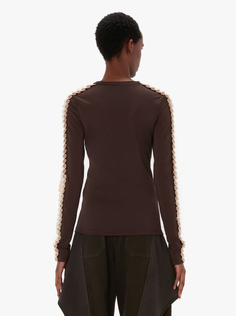 PLEATED TRIM LONG SLEEVE TOP - 3