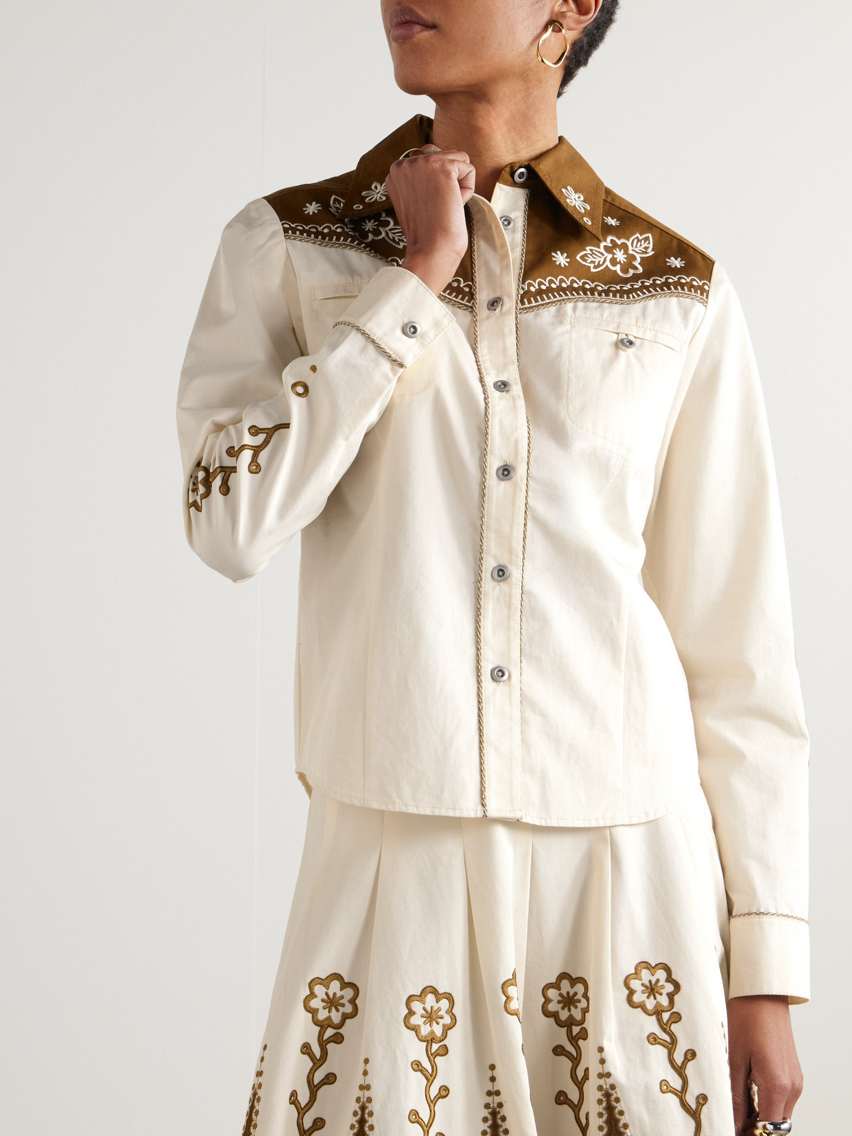 Rodeo Embroidered Cotton-drill Shirt - 4