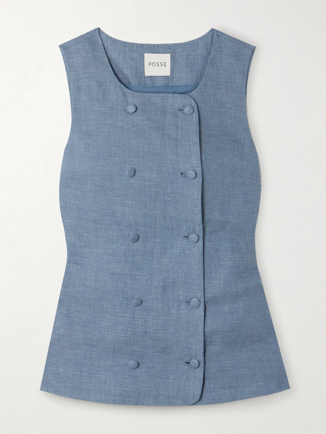Thea Double-breasted Linen Vest - 1