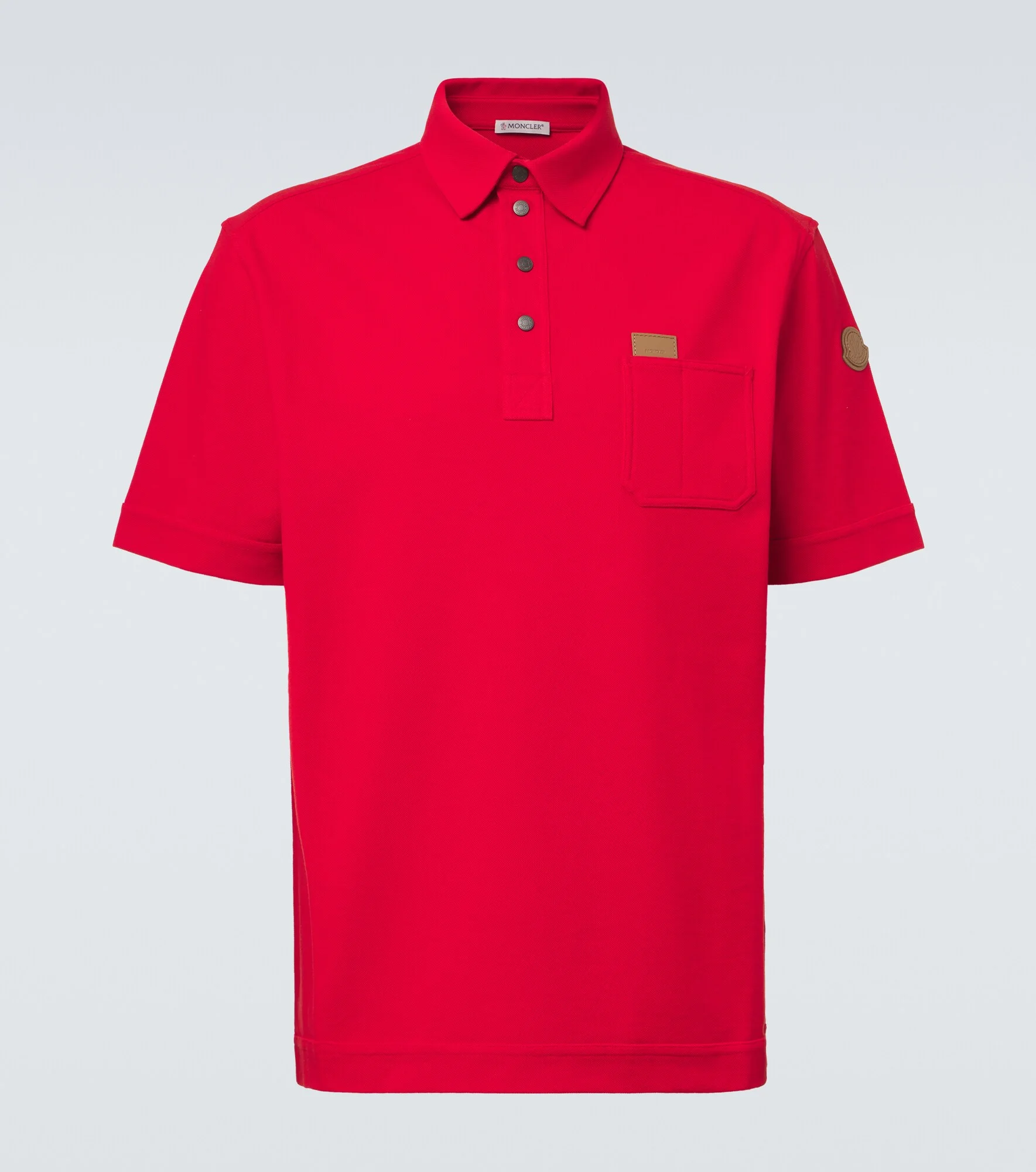 Leather-trimmed cotton piqué polo shirt - 1