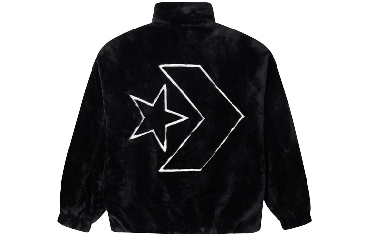 Converse Loose Stand Collar Stay Warm Logo Jacket Couple Style Black 10023526-A01 - 2