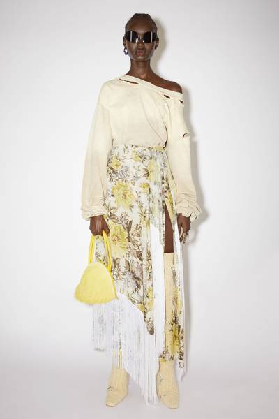Acne Studios Flower print fringe skirt - Beige outlook
