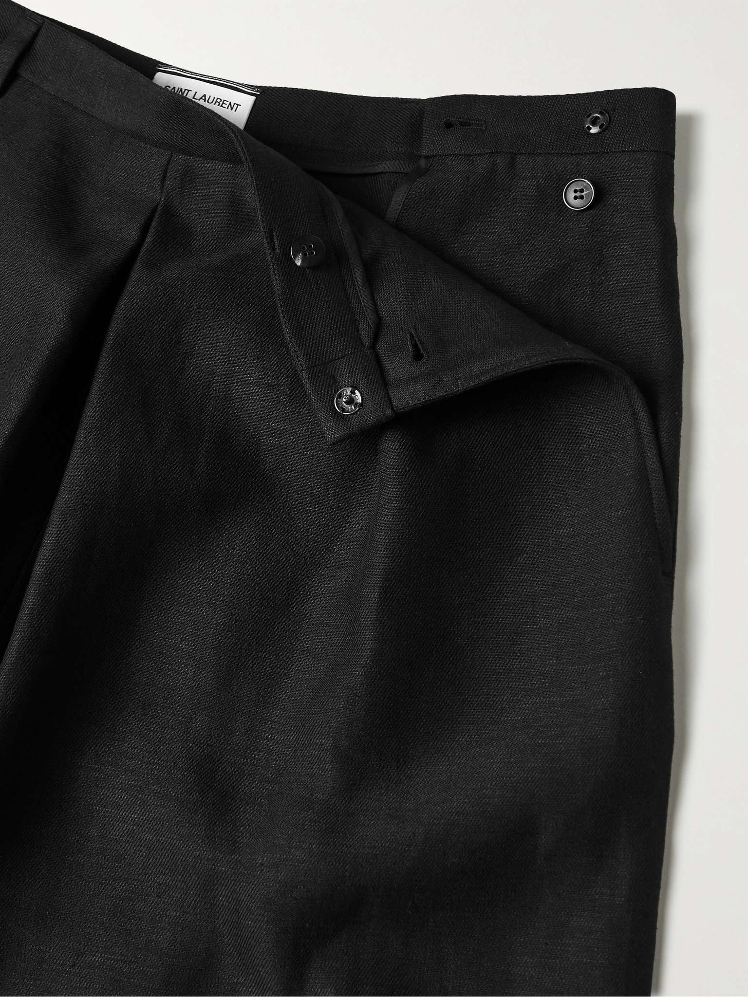 Tapered Pleated Linen and Cotton-Blend Trousers - 3