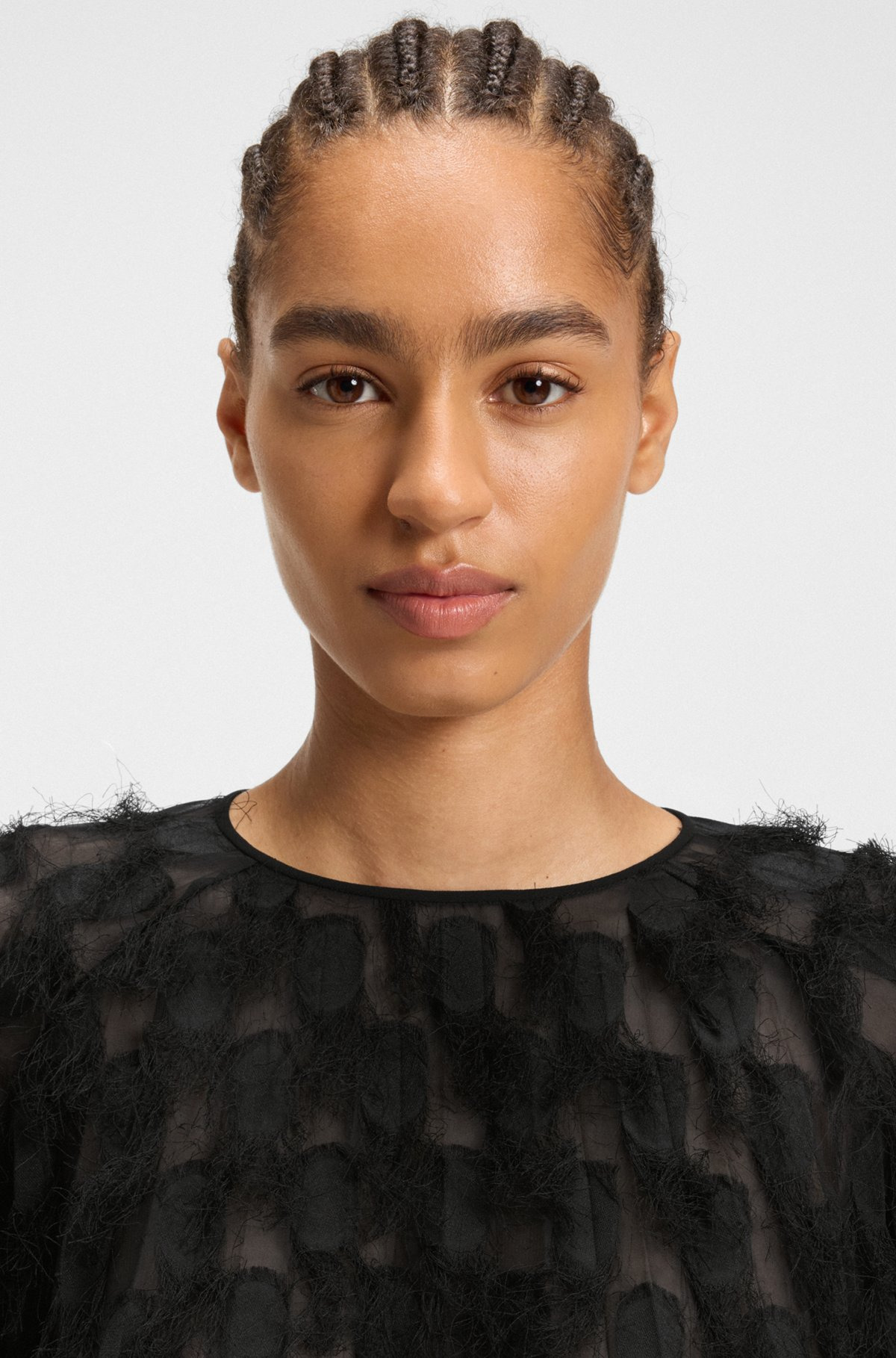 RELAXED-FIT BLOUSE IN FEATHER JACQUARD - 4