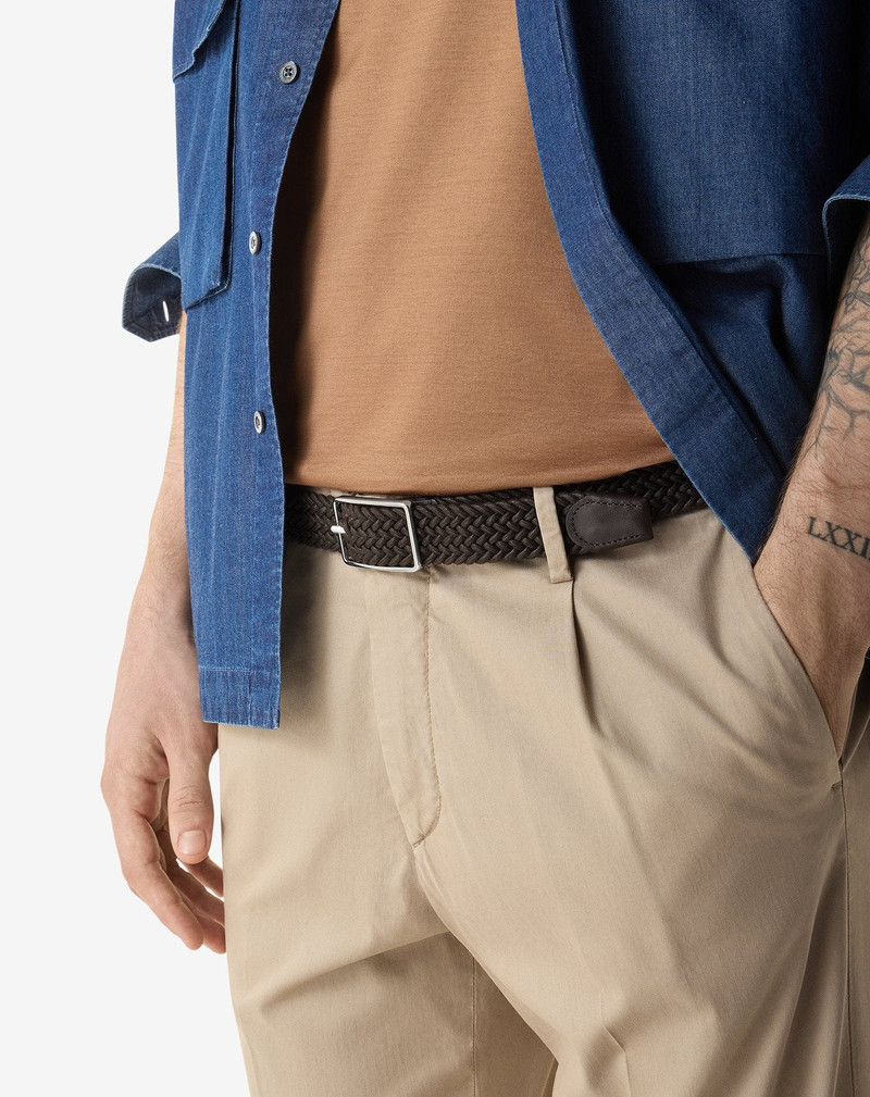 CORNELIANI Brown braided waxed cotton belt outlook