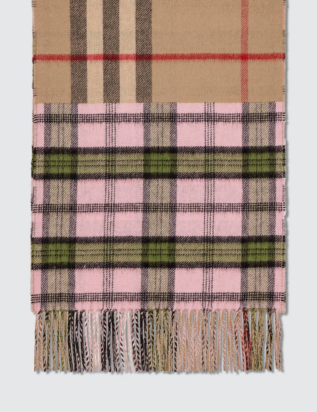 Contrast Check Cashmere Merino Wool Jacquard Scarf - 3