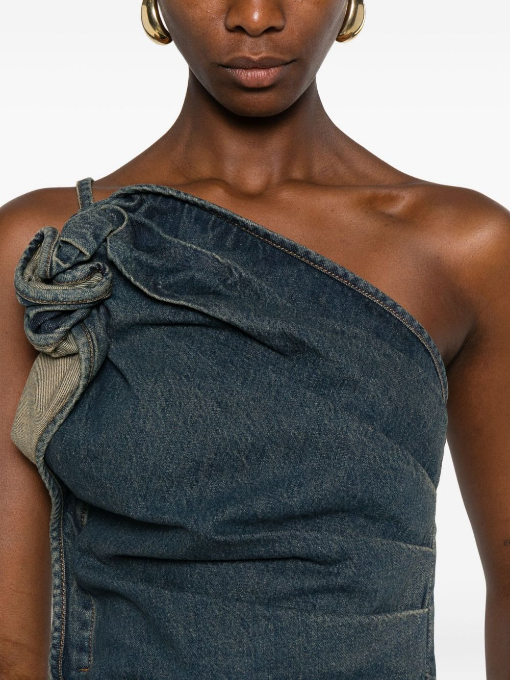 draped asymmetric-neck top - 5