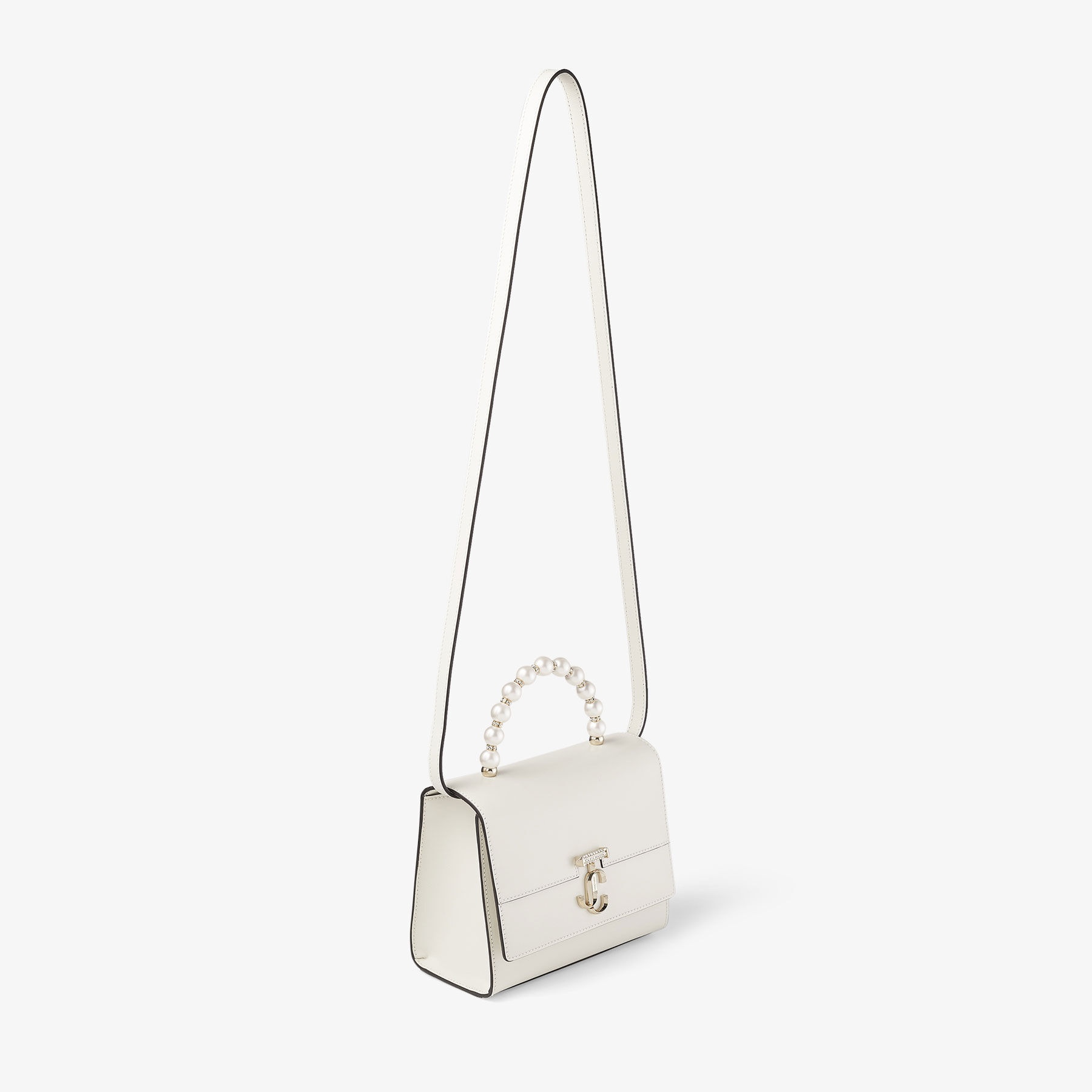 Avenue Tophandle/S, Latte Box Leather Top Handle Bag with Pearls