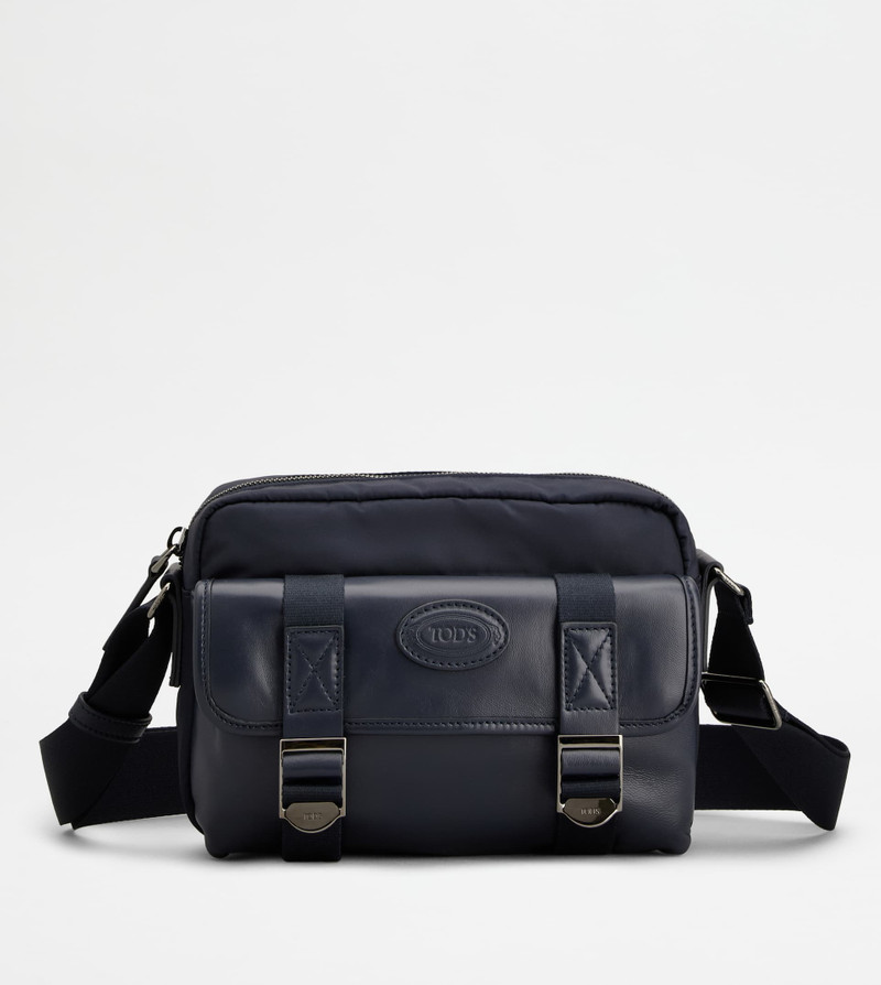 FABRIC AND LEATHER MINI의 MESSENGER 부대 - 푸른 1
