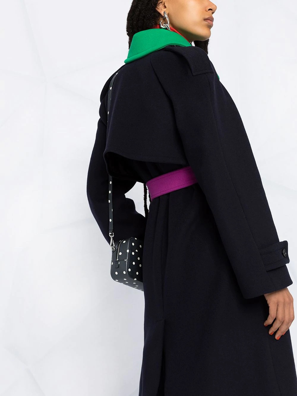 colour-block belted coat - 3