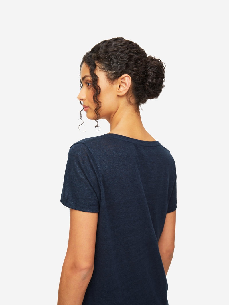 Women's V-Neck T-Shirt Jordan Linen Navy - 6