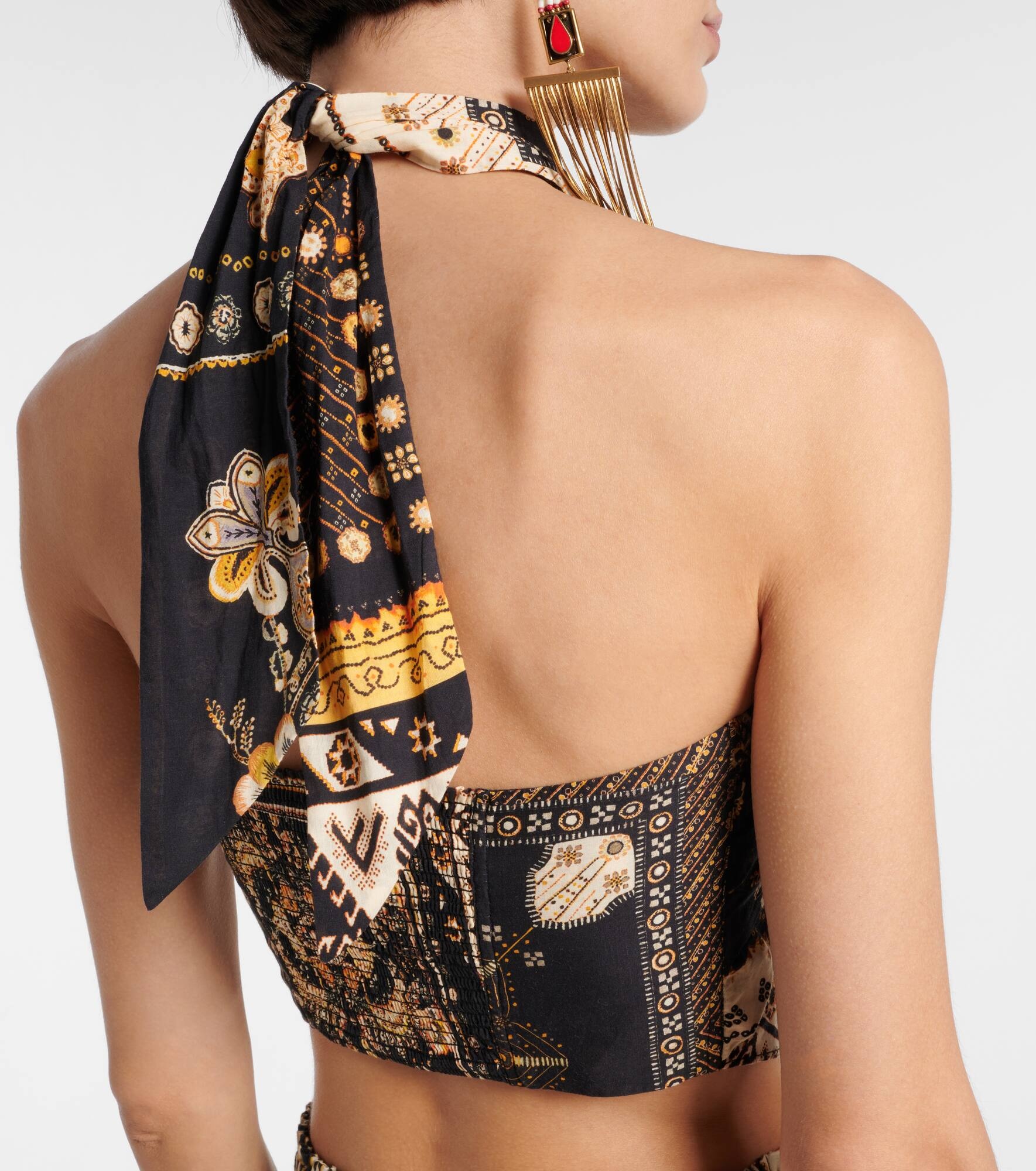 Feyza halterneck printed cotton top - 6