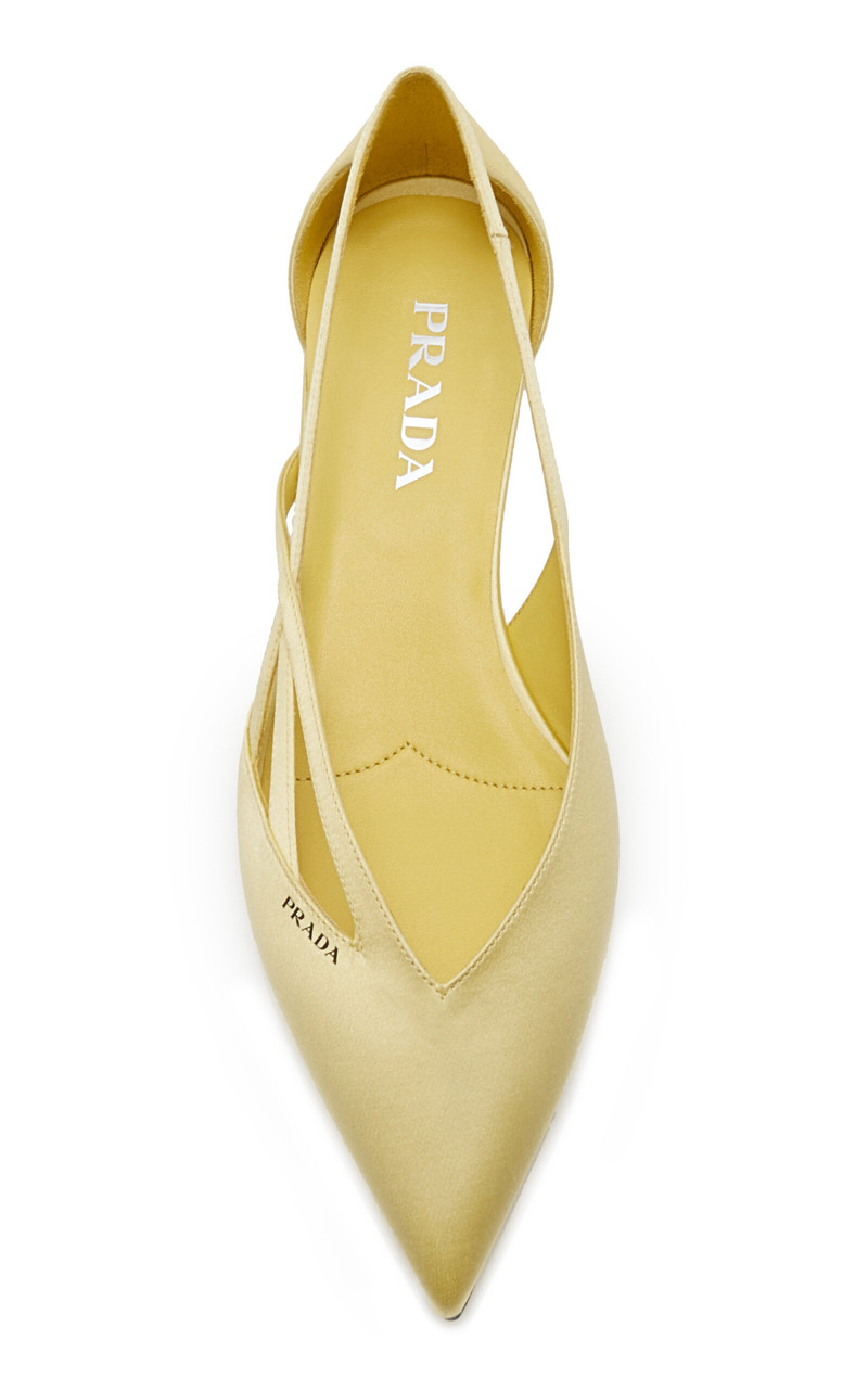 Prada Cutout Leather Ballet Flats yellow outlook
