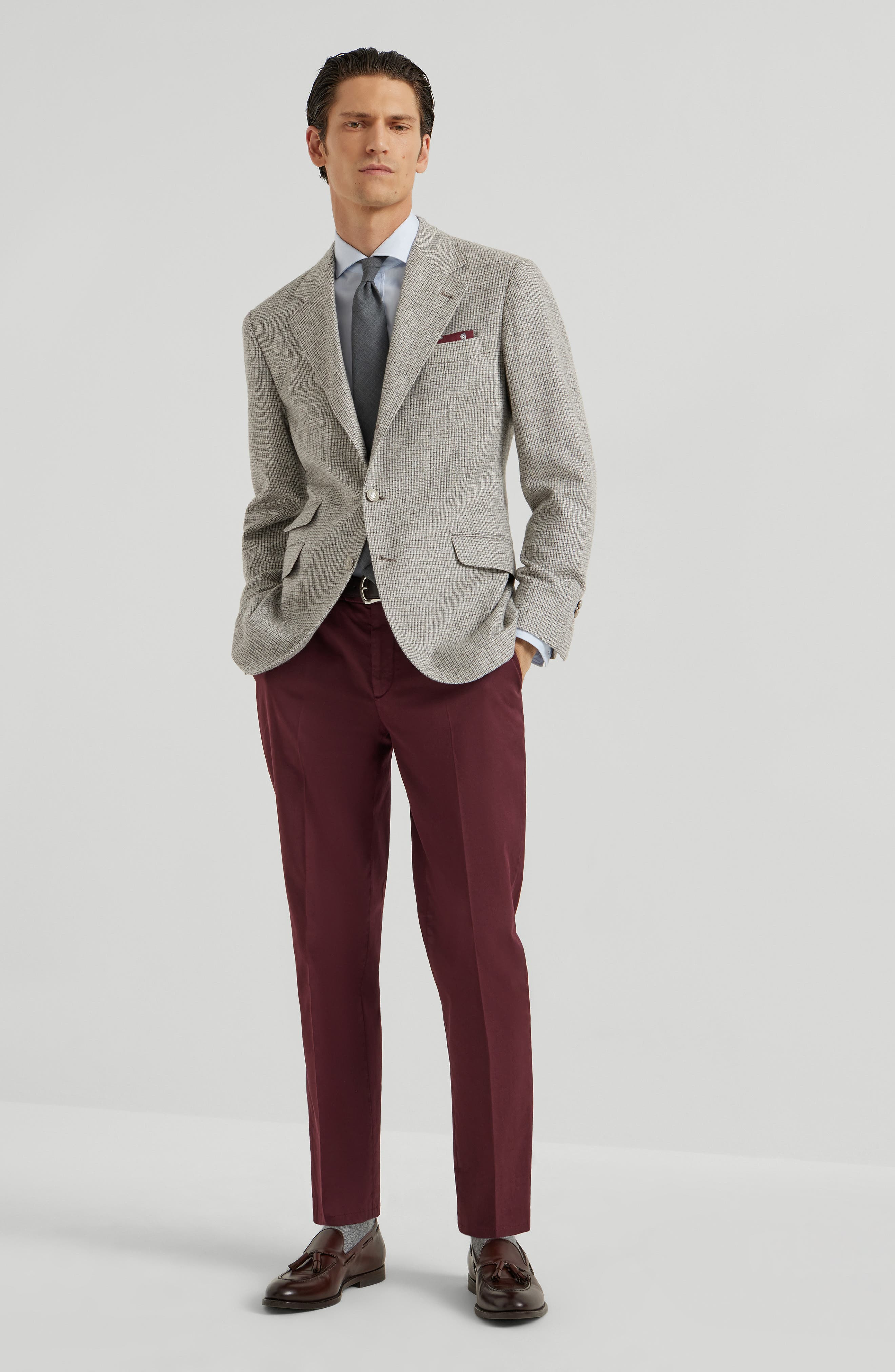 Brunello Cucinelli Gabardine garment dyed trousers in Amaranth at Nordstrom - 5