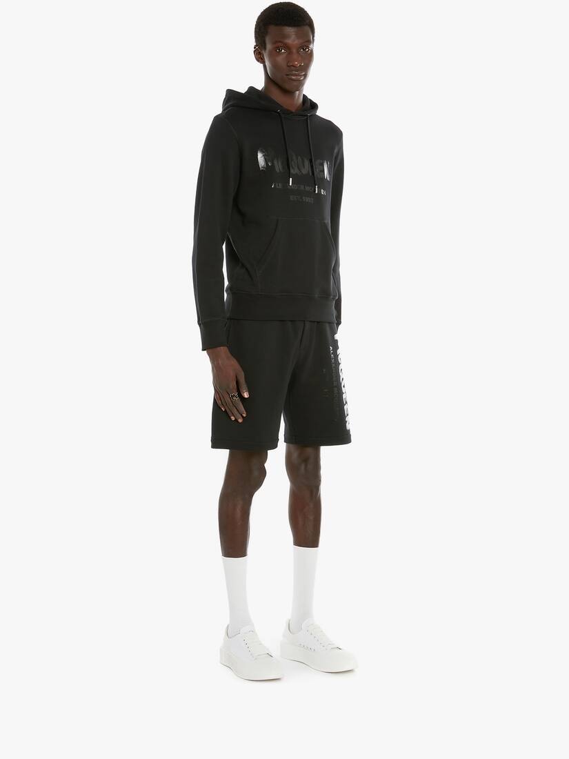 Men's McQueen Graffiti Hooded Sweatshirt in Black - 3