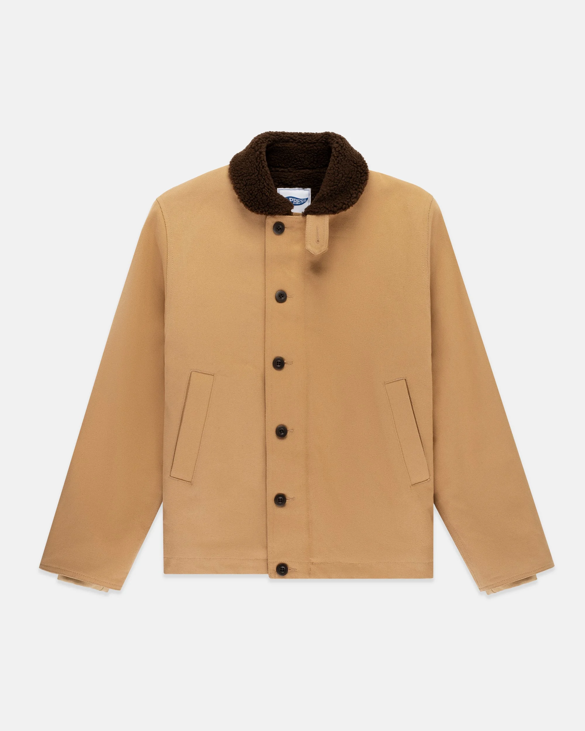 KHAKI FLEECE-LINED CANVAS DECK JACKET - 1