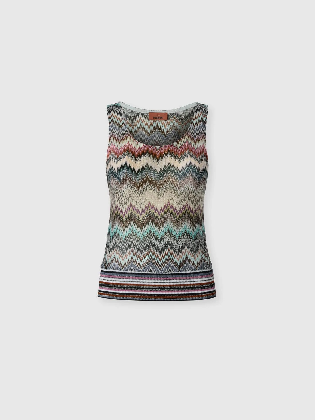 Sleeveless Top in Viscose with Zigzag Pattern - 1