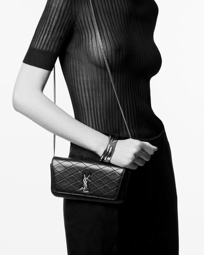 SAINT LAURENT gaby chain phone holder in quilted lambskin outlook