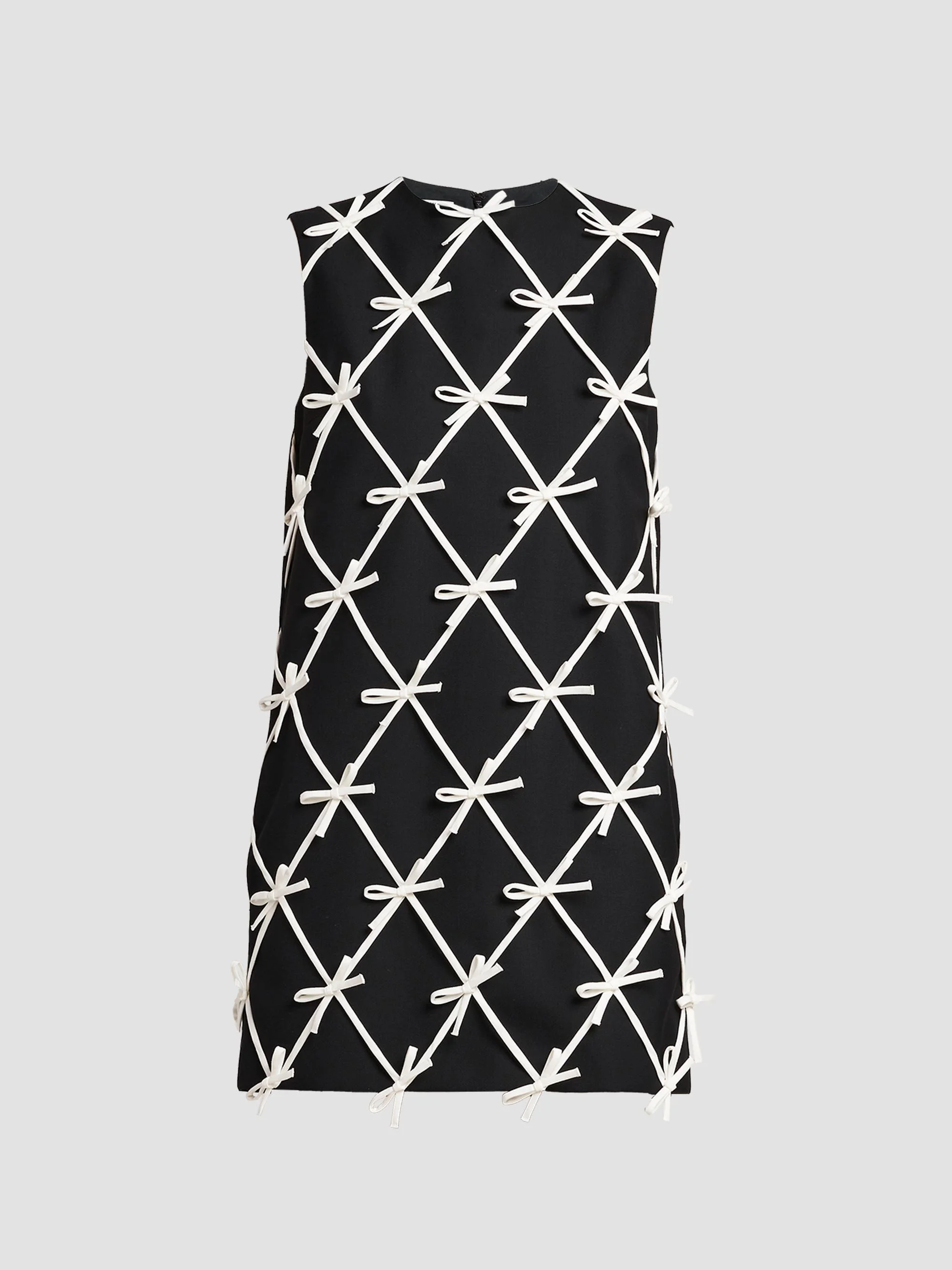 Women's Bow-Detail Wool Shift Mini Dress - Black - 1