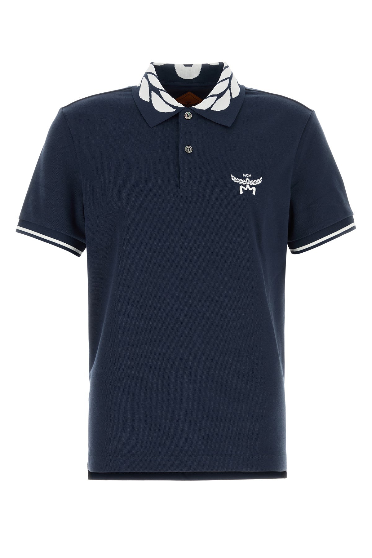 Navy blue stretch piquet polo shirt - 1