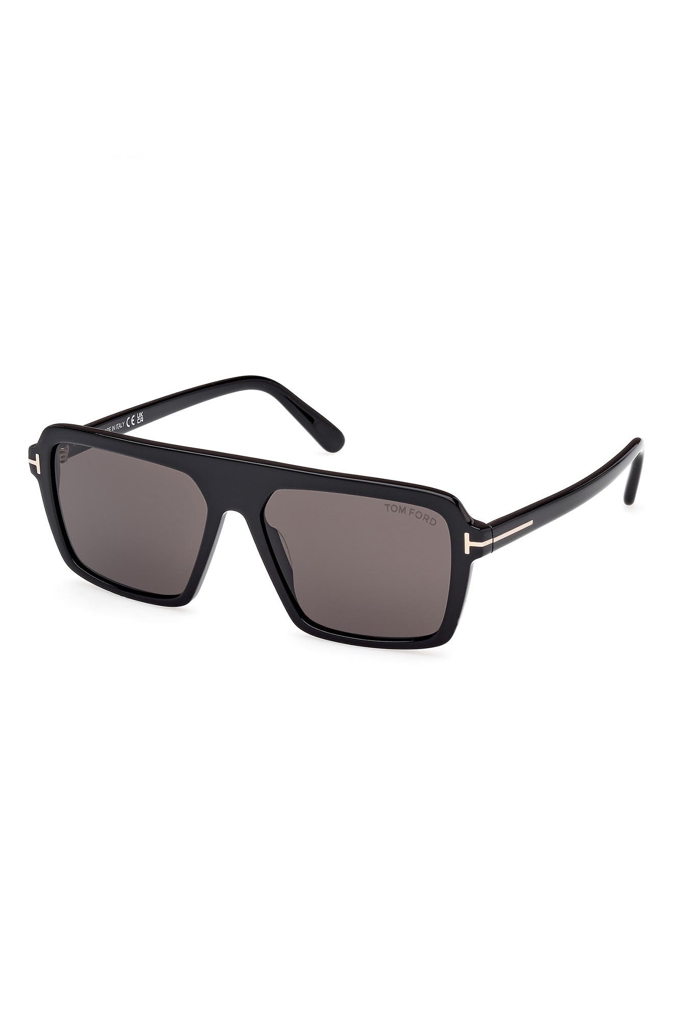 TOM FORD Vincent 56mm Pilot Sunglasses in Shiny Black/Eco/Smoke Lenses at Nordstrom - 2