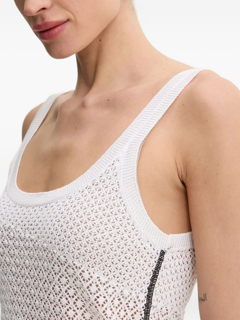 open-knit scallop-hem top - 3