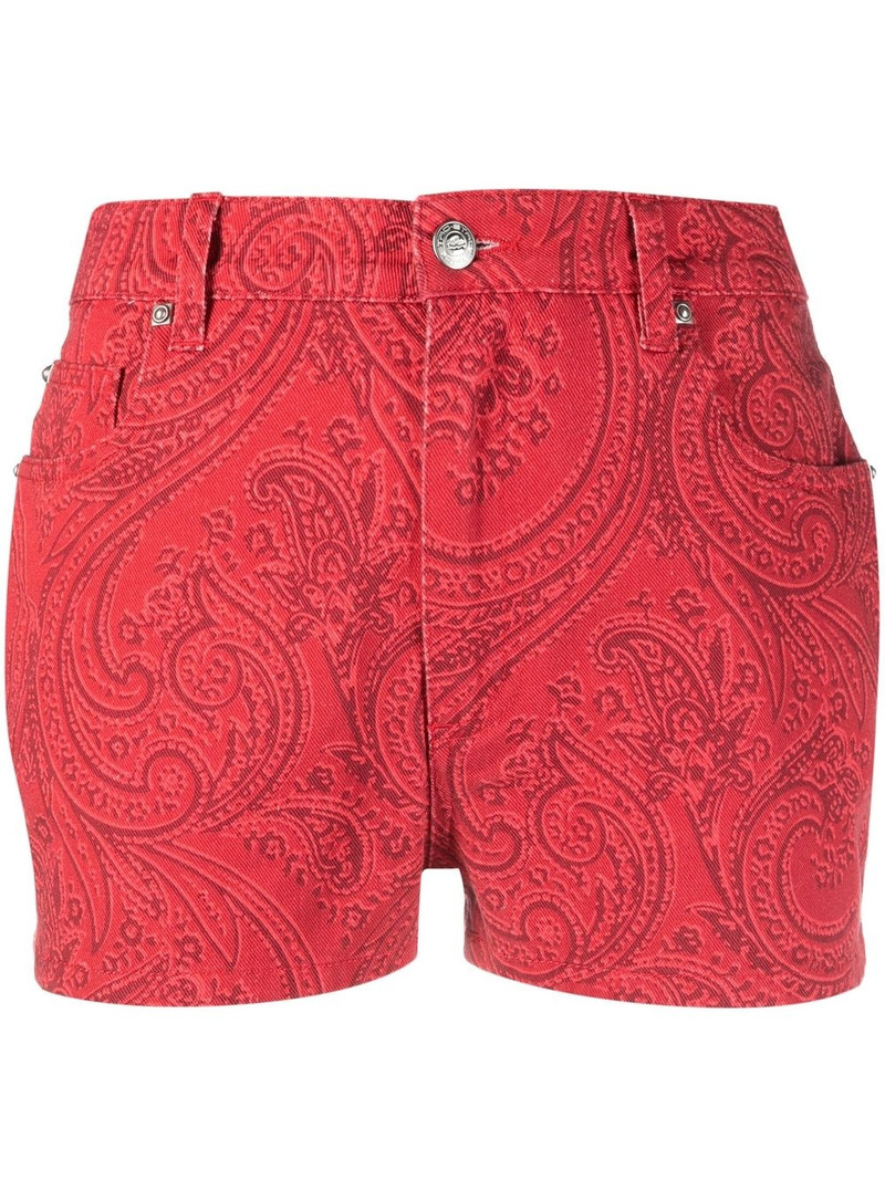 paisley-print denim shorts 1