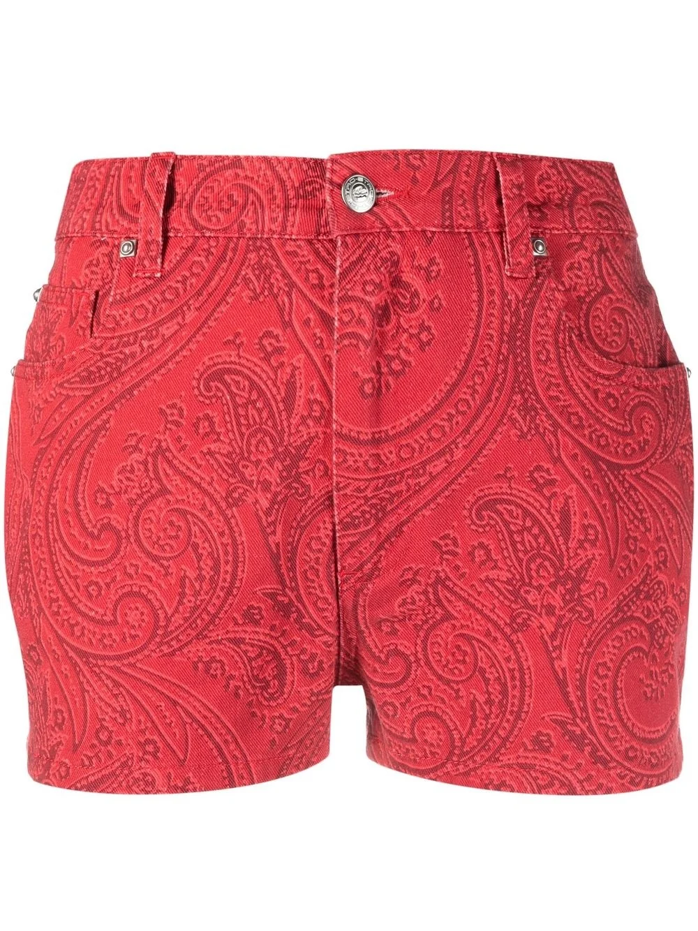paisley-print denim shorts - 1