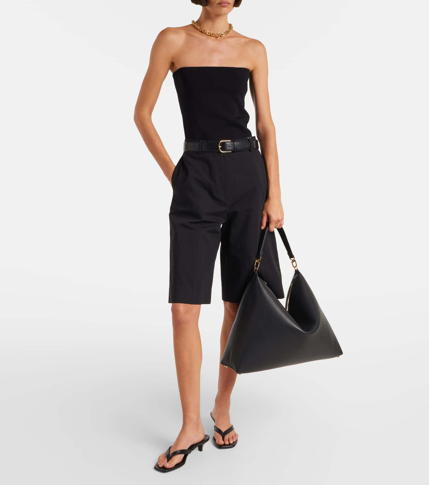 Bevel leather tote bag - 5