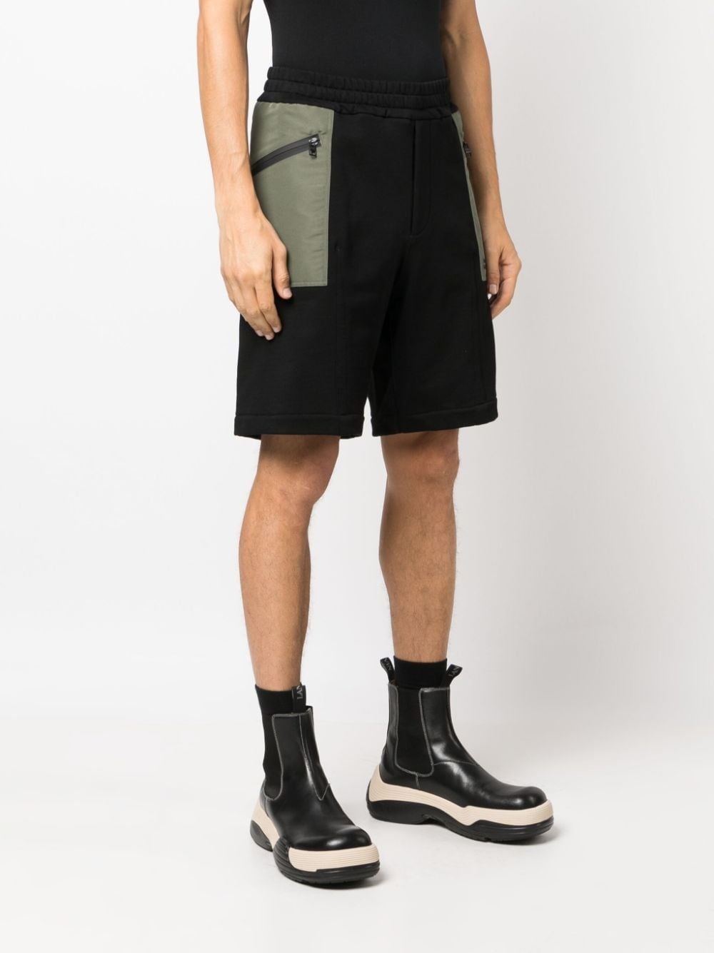 two-tone elasticated track shorts - 3