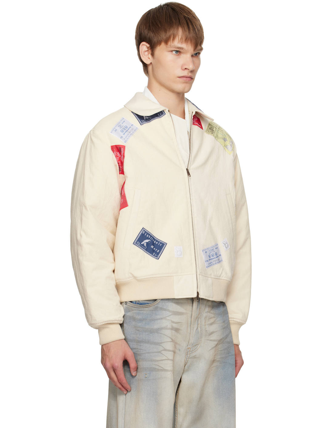 Beige CB Patch Bomber Jacket - 2