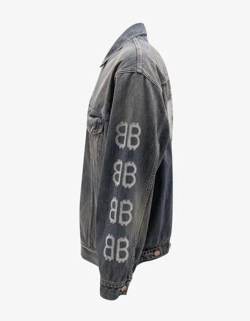 Balenciaga Blue Crypto Large Denim Jacket - 3